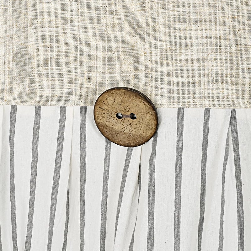 DOSLY IDÃ‰ES Farmhouse Shower Curtain,Beige and Gray Stripe,Button Curtain,Linen and Cotton Woven Fabric,Rustic Charm Country Chic Style,72x72 in - Image 5